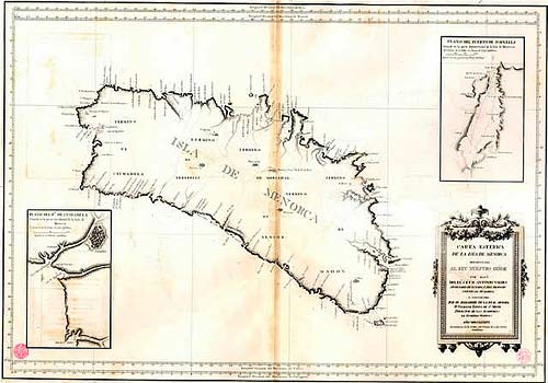 Carta esférica de la Isla de Menorca, Vicente Tofiño 1786.